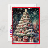 Vroegere kerstboom feestdagenkaart (Voorkant / Achterkant)