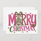 Vroegere kerstboom feestdagenkaart (Voorkant / Achterkant)