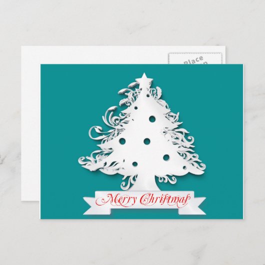 Vroegere kerstboom feestdagenkaart (Voorkant / Achterkant)