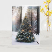 Vroegere kerstboom kaart (Gele Bloem)