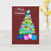 Vroegere kerstboom kaart (Gele Bloem)