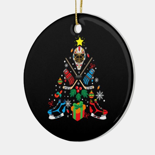 Vroegere kerstboom met ijskap keramisch ornament (Links)