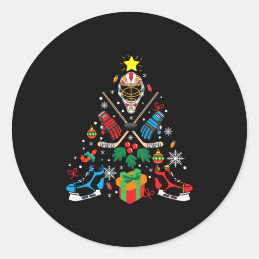 Vroegere kerstboom met ijskap ronde sticker (Voorkant)
