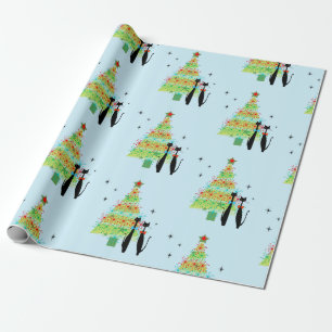 Vroegere kerstboom met moderne koude koude cadeaupapier