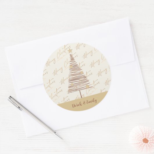 Vroegere kerstboom nieuwjaars Prettige feestdagen Ronde Sticker (Envelop)