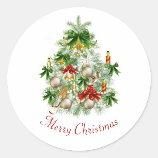 Vroegere kerstboom ronde sticker