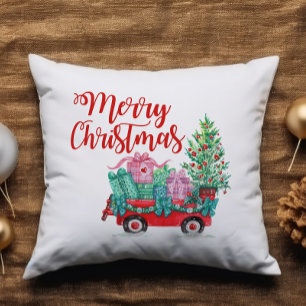 Vroegere kerstboom Wagon Gifts Cute Fun Kussen