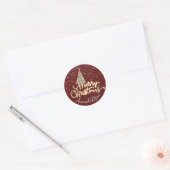 Vroegere kerstboomnaam Gold Burgundyy Ronde Sticker (Envelop)