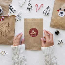 Vroegere kerstboomnaam Gold Burgundyy Ronde Sticker