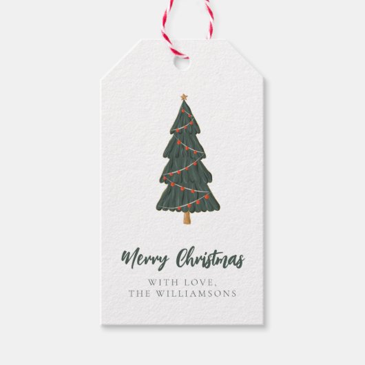 Vroegere kerstboomstructuur Aangepaste groet en na Cadeaulabel (Voorkant)