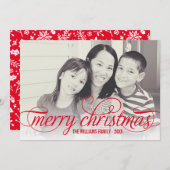 Vroegere kerstcadeaubedekking met rood script feestdagenkaart (Voorkant / Achterkant)