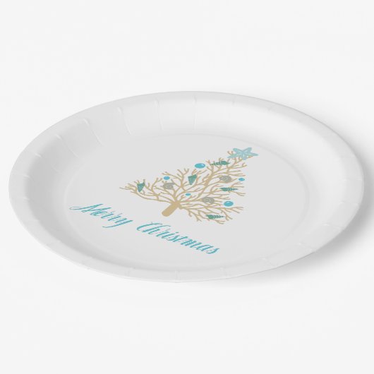 Vroegere kerstcadeauboom papieren bordje (Gekanteld)