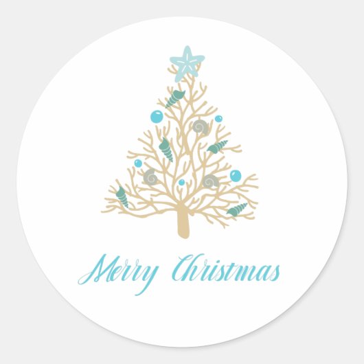 Vroegere kerstcadeauboom ronde sticker (Voorkant)