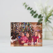 Vroegere kerstcadeaufoto Elegant White Script Over Briefkaart (Staand voorkant)
