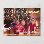 Vroegere kerstcadeaufoto Elegant White Script Over Briefkaart (Voorkant)