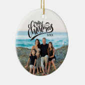 Vroegere kerstcadeaus aangepaste tekst foto keramisch ornament (Rechts)