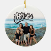 Vroegere kerstcadeaus aangepaste tekst foto keramisch ornament (Achterkant)