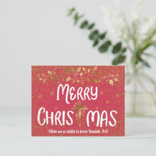 Vroegere kerstcrossscripts briefkaart (Staand voorkant)