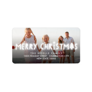 Vroegere kerstdag met feestdag Foto retour-adres Etiket