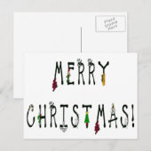 Vroegere kerstdecoratie Lettertype Feestdagenkaart (Voorkant / Achterkant)