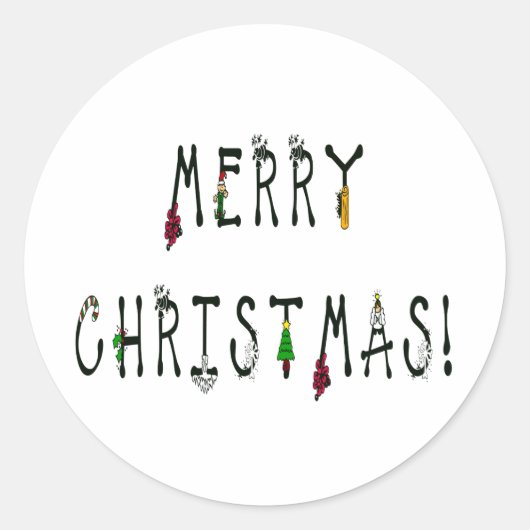 Vroegere kerstdecoratie Lettertype Ronde Sticker (Voorkant)