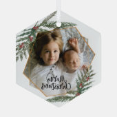 Vroegere kerstdennen en bessen foto glas ornament (Achterkant)