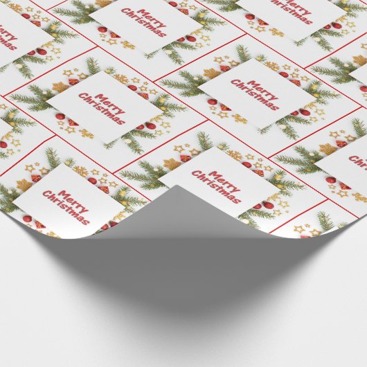 Vroegere kerstdennen en ornamenten cadeaupapier (Hoek)