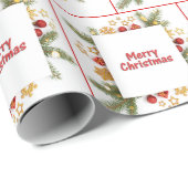 Vroegere kerstdennen en ornamenten cadeaupapier (Rol Hoek)