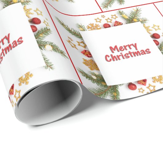 Vroegere kerstdennen en ornamenten cadeaupapier (Rol Hoek)