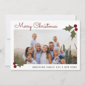 Vroegere kerstfamilie Foto Cherry Holiday Moving Aankondiging (Voorkant)