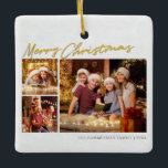 Vroegere kerstfamilie Foto Collage Keramisch Ornament<br><div class="desc">Verfijn de multi-foto van de familie van Kerstmis met een bericht u gemakkelijk kunt aanpassen door de knoop "van de Personalisering"te klikken</div>