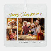 Vroegere kerstfamilie Foto Collage Metalen Ornament (Voorkant)