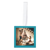 Vroegere kerstfamilie Foto Cube Turquoise Decoratie (Voorkant)