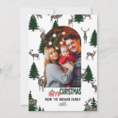 Vroegere kerstfamilie Fotoboom Deer Feestdagenkaart (Voorkant)