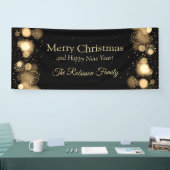 Vroegere kerstfamilie Gold Winter Wonderland Spandoek (Beurs)