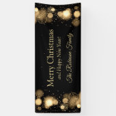 Vroegere kerstfamilie Gold Winter Wonderland Spandoek (Verticaal)
