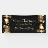 Vroegere kerstfamilie Gold Winter Wonderland Spandoek (Horizontaal)
