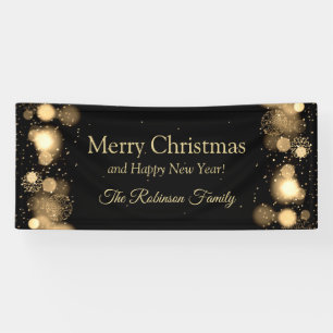 Vroegere kerstfamilie Gold Winter Wonderland Spandoek