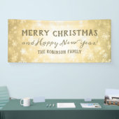 Vroegere kerstfamilie, naam Gold Winter Wonder Spandoek (Beurs)