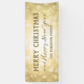 Vroegere kerstfamilie, naam Gold Winter Wonder Spandoek (Verticaal)