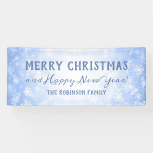 Vroegere kerstfamilienaam Blue Winter Wonder Spandoek