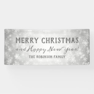 Vroegere kerstfamilienaam Silver Winter Wonder Spandoek