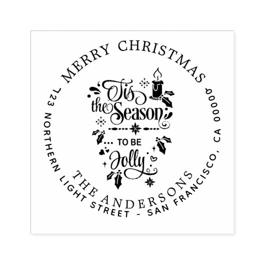 Vroegere kerstfamilierendomslagkalligrafie rubberstempel (Afrduk)