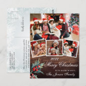 Vroegere kerstfeestdag 4 PHOTO Collage Greeting Briefkaart (Voorkant / Achterkant)