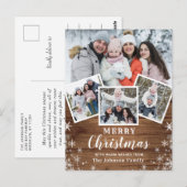 Vroegere kerstfeestdag 4 PHOTO Collage Greeting Briefkaart (Voorkant / Achterkant)
