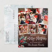 Vroegere kerstfeestdag 4 PHOTO Collage Greeting Briefkaart (Voorkant / Achterkant)