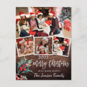 Vroegere kerstfeestdag 4 PHOTO Collage Greeting Briefkaart (Voorkant)