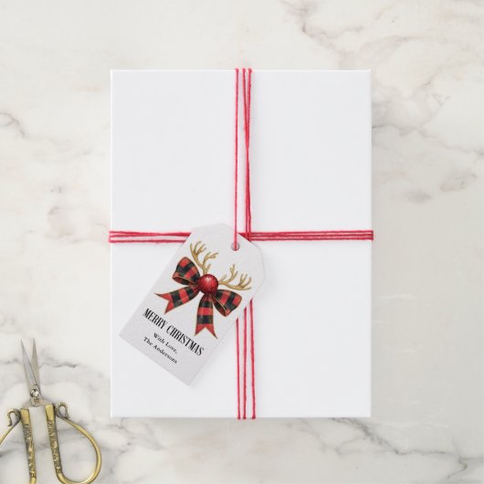 Vroegere kerstfeestdag cadeaulabel (Met Touw)