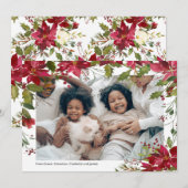 Vroegere kerstfeestdag Foto van Poinsettia Flower Feestdagenkaart (Voorkant / Achterkant)
