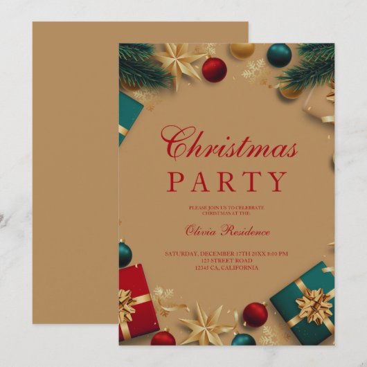 Vroegere kerstfeestdag kaart (Voorkant / Achterkant)